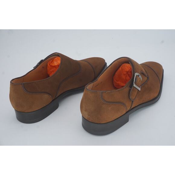 Magnanni Brown Suede Monk Strap Slip On Loafers Size 8 Saddle shoe 10043 main image 5